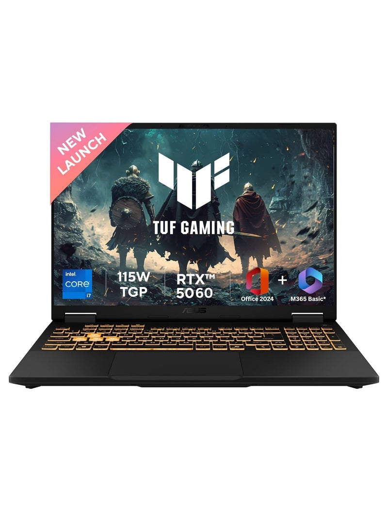 أسوس (نسخة مطورة) لابتوب الألعاب TUF Gaming F16 FX608JMR بشاشة 16 بوصة WUXGA بتردد 165Hz – معالج Intel Core i7-14650HX وذاكرة RAM سعة 32GB DDR5 وقرص SSD PCIe سعة 1TB وبطاقة NVIDIA GeForce RTX 5060 بسعة 8GB ونظام Windows 11 Home + MS Office 365 مجاني بالإنجليزية جاستبر - Image 1