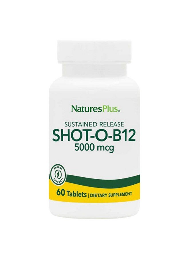 Natures Plus Shot-O-B12 5000 mcg - 30 Sustained Release Tablets, Pack of 2 - Supports Energy Production & Mood - Vegetarian, Gluten Free - 60 Total Servings - Image 1