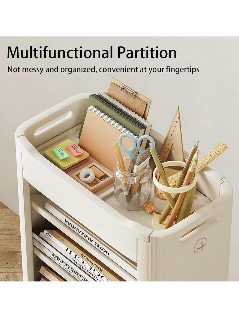 Arabest Desk Organizers and Accessories, Mobile Bookshelf with Wheels, Removable Movable Bookcase Organizer with Wheels, Desk File Organizer, 7-Tier File Organizer, Bookshelves for School Classroom Home  - Image 2