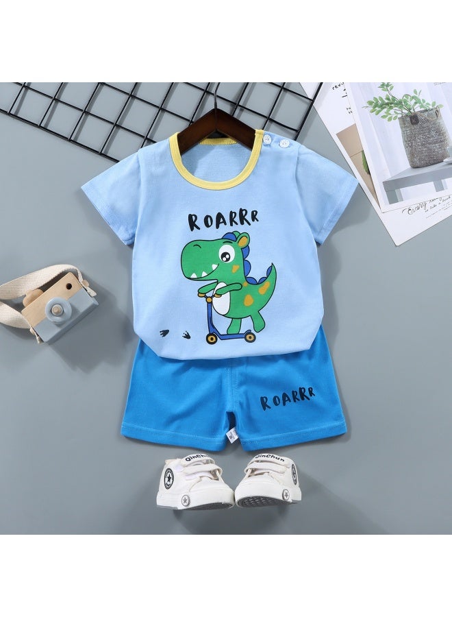 Children's Short-sleeved Suit Pure Cotton Boy's T-shirt Baby Summer Kidsren's Clothing Girl's Shorts Baby Clothes Summer Clothing