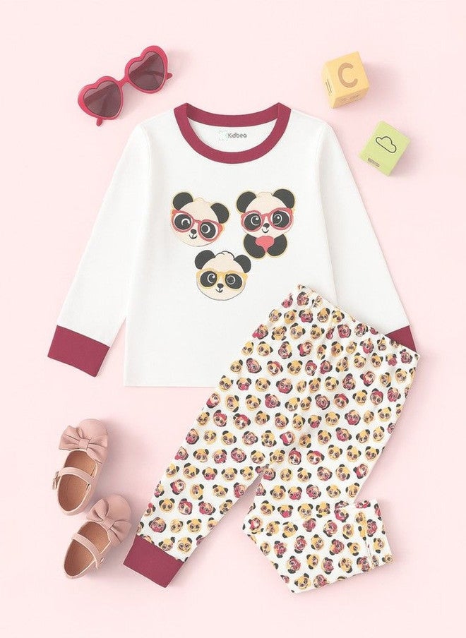 Kidbea Kids Animal Printed Round Neck Full Sleeve Top & Joggers Night Suit - Image 2