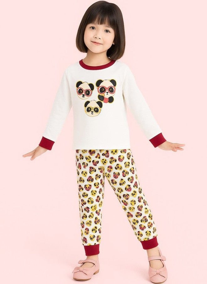 Kidbea Kids Animal Printed Round Neck Full Sleeve Top & Joggers Night Suit - Image 1