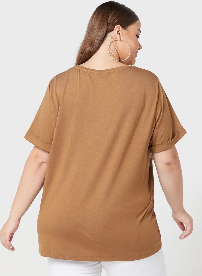 Only Carmakoma Crew Neck Knitted Top
