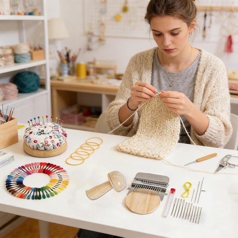 Knit Mending Kit with 14 Hooks 14 Needles 50 Color Threads for Fabric Cloth Sweater - Image 3