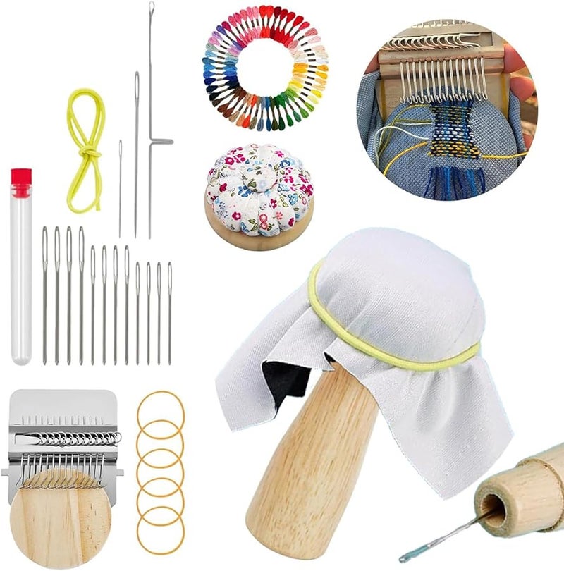Knit Mending Kit with 14 Hooks 14 Needles 50 Color Threads for Fabric Cloth Sweater - Image 1