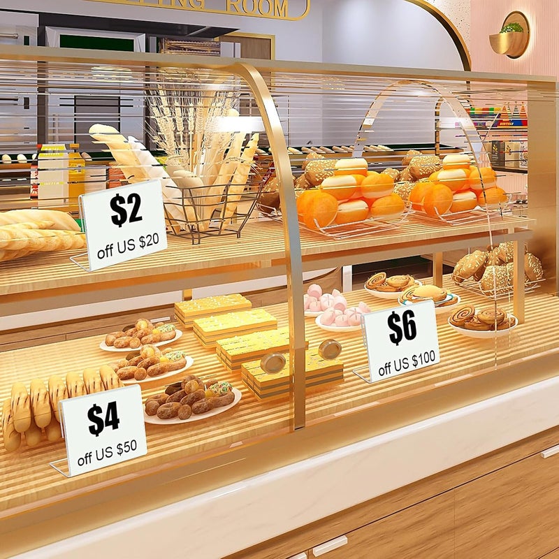 Ludery Small Acrylic Sign Holder 2.4 x 1.6 Inch,Mini Food Sign Labels for Party Buffet,L-Shape Name Card Display Holder, Mini Clear Acrylic Sign Display Holder for Office, Store, Restaurant - 30 Pack - Image 3