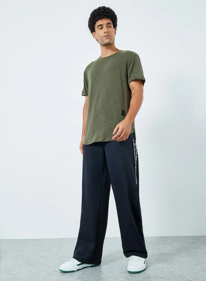 Take Two Men Khaki Acid Wash Crew Neck T-Shirt