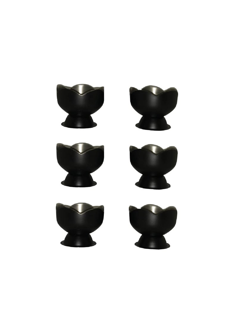 Dynore Dynore Stainless Steel 6 Pcs Lotus Shape Ice Cream Cups Matte Black 