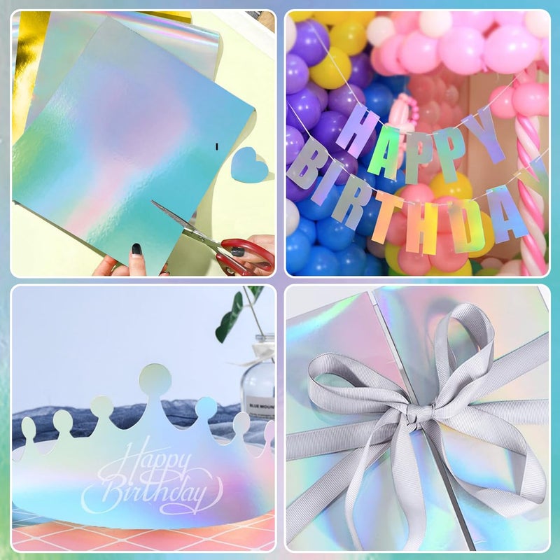 WEKOOSE 30 Sheets Holographic Cardstock, 8.5" x 11" Shiny Iridescent Mirror Paper Thick Card Stock Paper for Crafts, Card Making, Party Decoration, Scrapbook Supplies - Image 5
