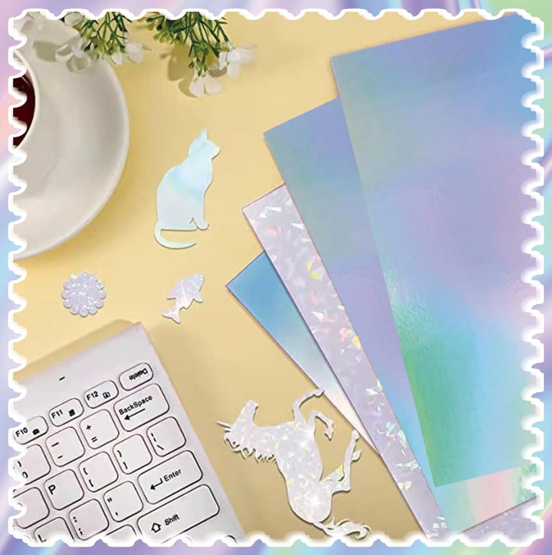 WEKOOSE 30 Sheets Holographic Cardstock, 8.5" x 11" Shiny Iridescent Mirror Paper Thick Card Stock Paper for Crafts, Card Making, Party Decoration, Scrapbook Supplies - Image 4
