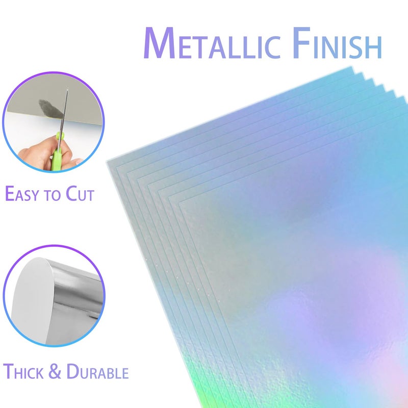 WEKOOSE 30 Sheets Holographic Cardstock, 8.5" x 11" Shiny Iridescent Mirror Paper Thick Card Stock Paper for Crafts, Card Making, Party Decoration, Scrapbook Supplies - Image 3