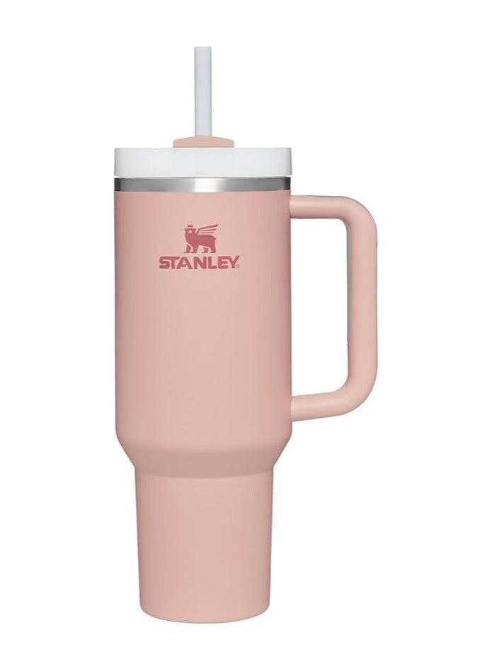 Stanley cup 40 oz Thermal Mug with Straw and Handle, 1200 ml Coffee Mug To Go, Double-Walled Stainless Steel Vacuum Insulated Mug with Lid, Portable Car Mug for Hot and Cold Drinks (rose) - Image 1