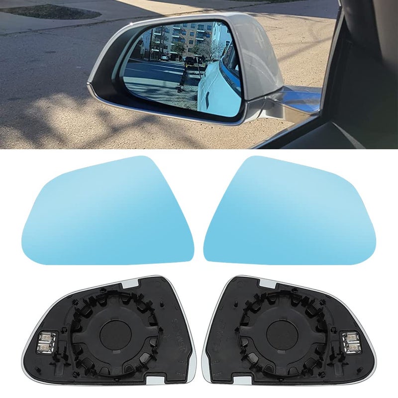 2Pcs Wide Angle Side Mirror Glass for Tesla Model 3 20172026 Anti Glare Heat Defogging Blue Lens with Backing Plate
