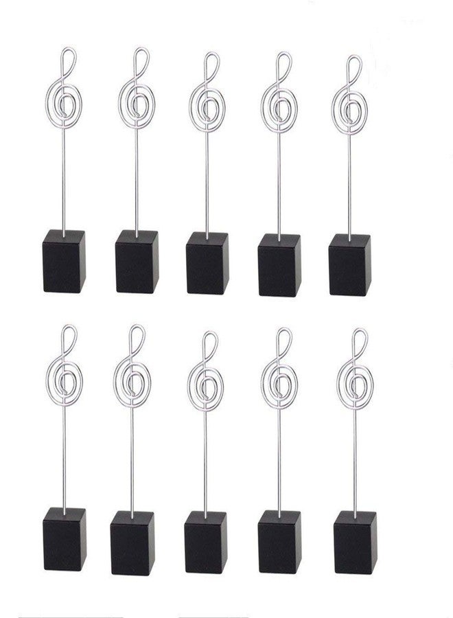 senover 10pcs Music Shape Table Number Holder Name Place Card Holder Memo Clip Holder Standr Pictures Card Paper Menu Clip (Balck) - Image 1