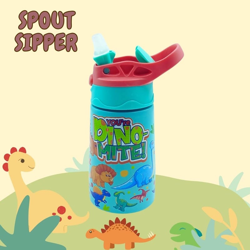 VOIK Kids Sipper Stainless Steel Water Bottle with Straw One Click Push Button To Open Colorful Design Insulated Hot and Cold up to 10 hours Double Wall Ideal for School Picnics 300 ml - Image 3