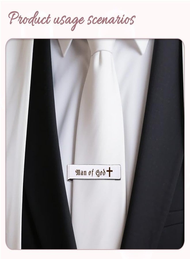 مشابك ربطة عنق على شكل صليب مسيحي للرجال، هدايا تقدير للقساوسة في حفلات الزفاف، هدايا عيد الميلاد، هدايا عيد ميلاد الأب، مشابك ربطة عنق دينية لرجل الله المسيحي، هدية للرجال، مشبك ربطة عنق ديني قطعتين - Image 3