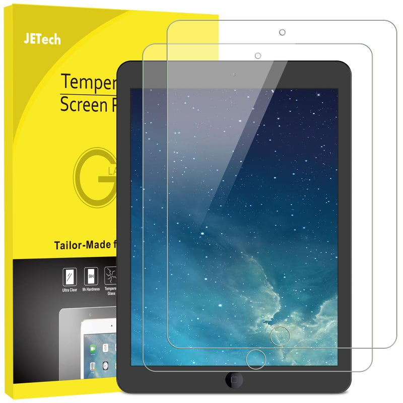 JETech Screen Protector for iPad (9.7-Inch, 2018/2017 Model, 6th/5th Generation), iPad Air 1, iPad Air 2, iPad Pro 9.7-Inch, Tempered Glass Film, 2-Pack - Image 1