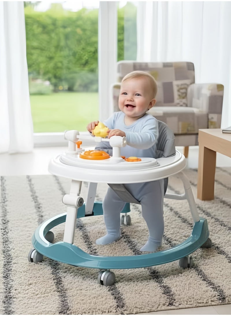 Baby Walker for Kids, Foldable Kids Walker with 2 Height Adjustable, Cushion Padded Seat, Musical Toy Bar | Kids Activity Walker for Toddlers | Push Walker for Baby Boy Girl 6 to 18 Months Blue - Image 1