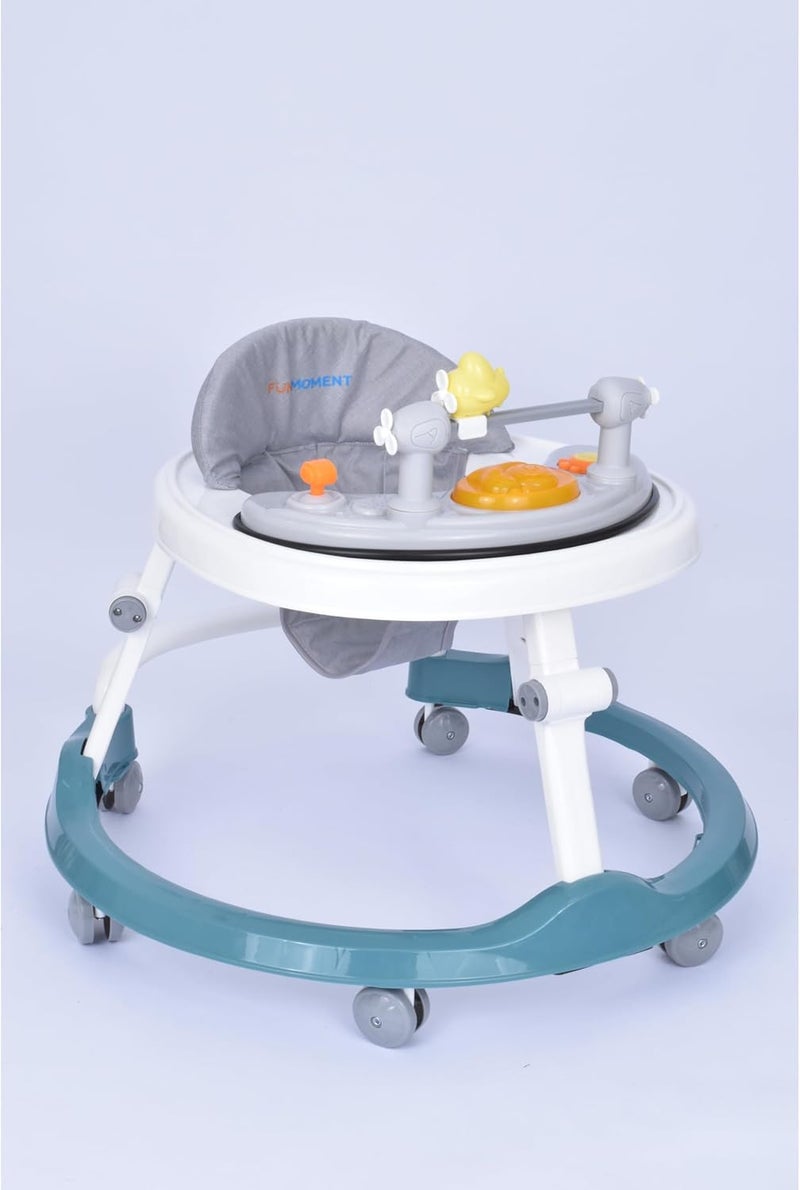Baby Walker for Kids, Foldable Kids Walker with 2 Height Adjustable, Cushion Padded Seat, Musical Toy Bar | Kids Activity Walker for Toddlers | Push Walker for Baby Boy Girl 6 to 18 Months Blue - Image 2