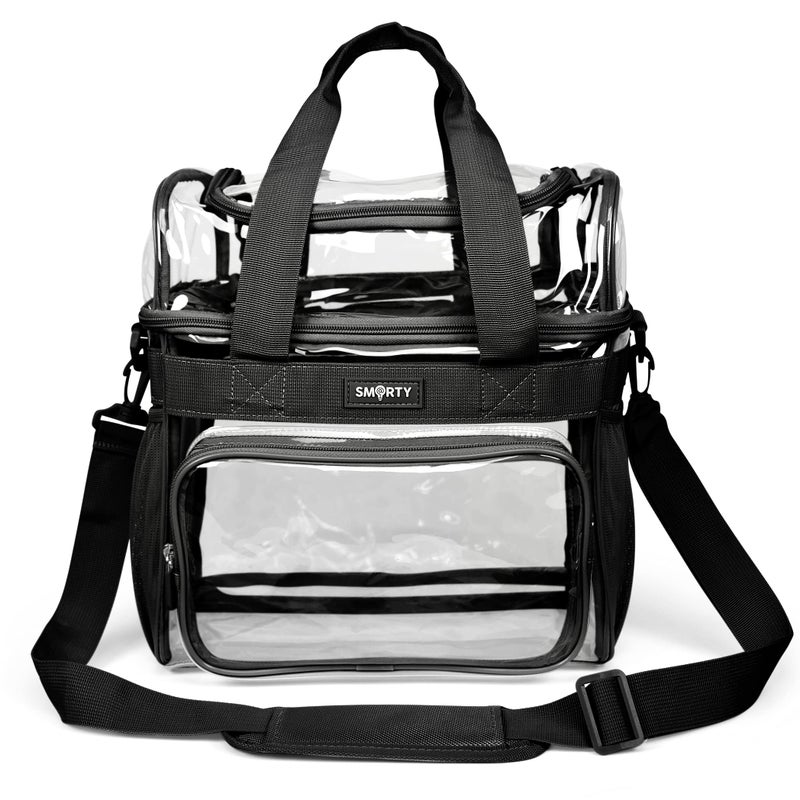SMARTY Work Approved XL Heavy Duty Clear Lunch Box Shoulder Tote Bag Durable Transparent Security Check Men Women Travel Correctional Officers - Not Stadium Size (Extra Large Bold Black, 13 x 7 x 12) - Image 2