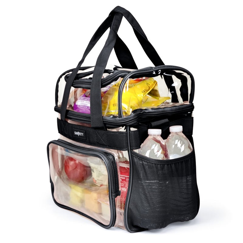SMARTY Work Approved XL Heavy Duty Clear Lunch Box Shoulder Tote Bag Durable Transparent Security Check Men Women Travel Correctional Officers - Not Stadium Size (Extra Large Bold Black, 13 x 7 x 12) - Image 5