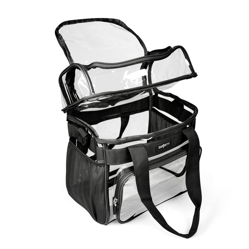 SMARTY Work Approved XL Heavy Duty Clear Lunch Box Shoulder Tote Bag Durable Transparent Security Check Men Women Travel Correctional Officers - Not Stadium Size (Extra Large Bold Black, 13 x 7 x 12) - Image 3