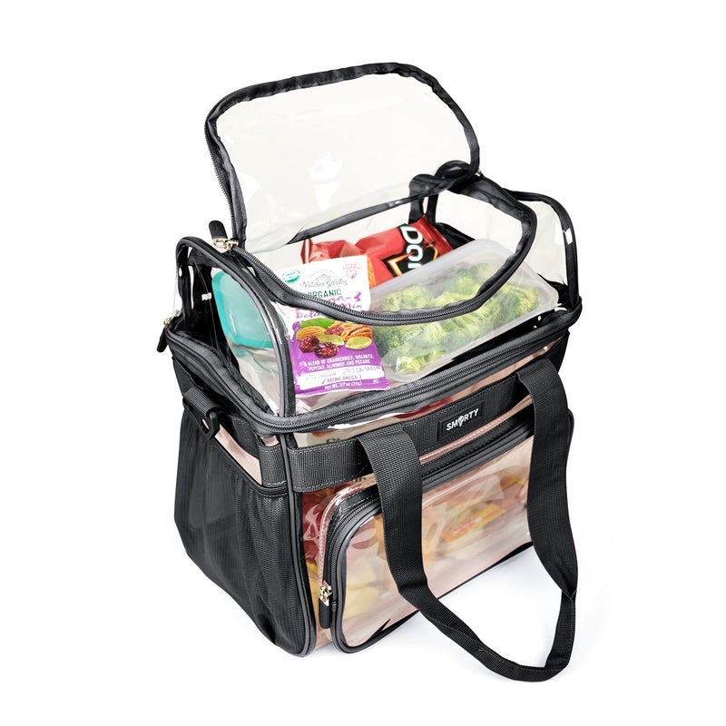 SMARTY Work Approved XL Heavy Duty Clear Lunch Box Shoulder Tote Bag Durable Transparent Security Check Men Women Travel Correctional Officers - Not Stadium Size (Extra Large Bold Black, 13 x 7 x 12) - Image 4