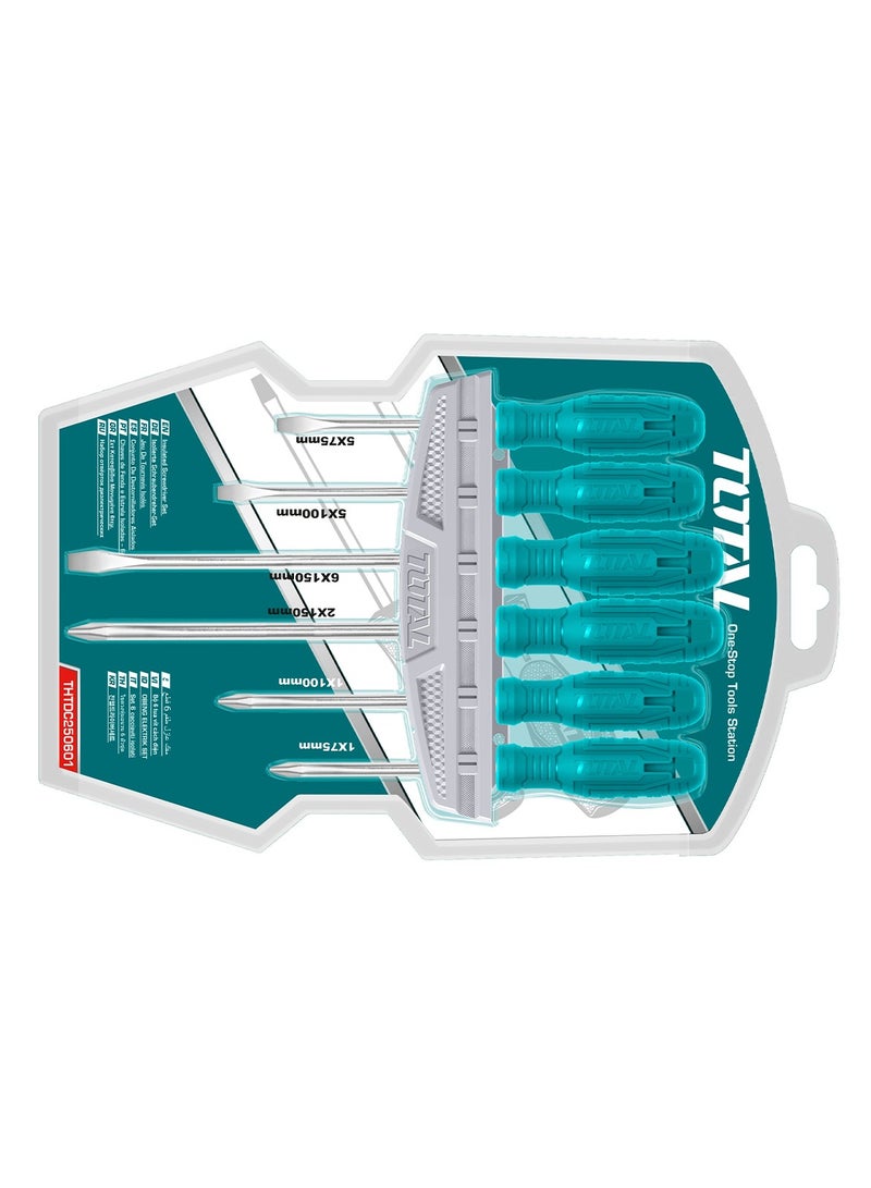 TOTAL Screwdriver Set 6 Pcs, Magnetic Screwdriver Chrome Vanadium-THTDC250601 - Image 3