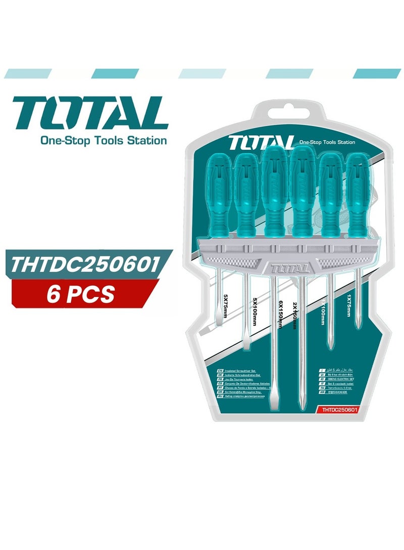 TOTAL Screwdriver Set 6 Pcs, Magnetic Screwdriver Chrome Vanadium-THTDC250601 - Image 1
