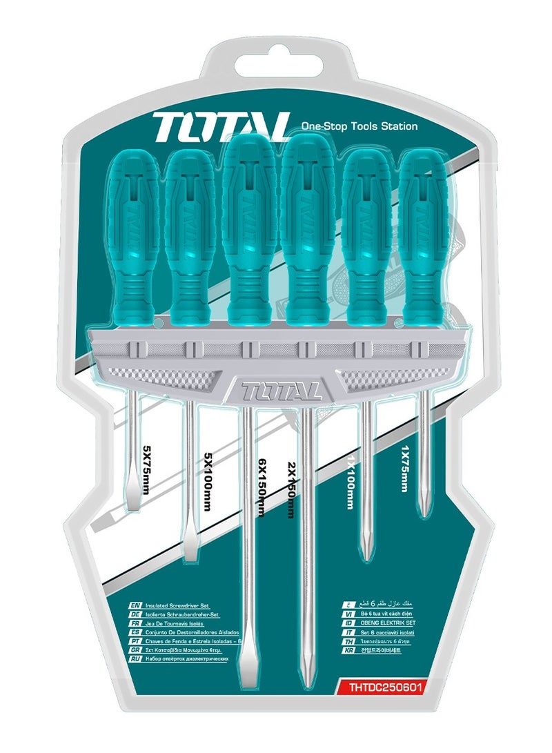 TOTAL Screwdriver Set 6 Pcs, Magnetic Screwdriver Chrome Vanadium-THTDC250601 - Image 2