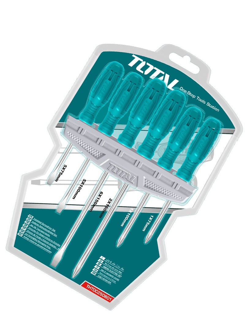 TOTAL Screwdriver Set 6 Pcs, Magnetic Screwdriver Chrome Vanadium-THTDC250601 - Image 4