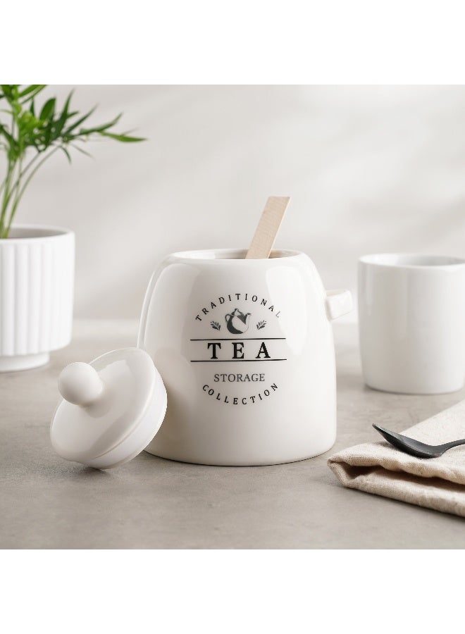 Pan Home علبة شاي زيرا مع ملعقة 700 مل - أبيض - Image 4