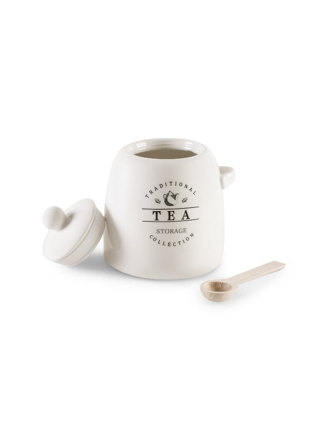 Pan Home علبة شاي زيرا مع ملعقة 700 مل - أبيض - Image 1