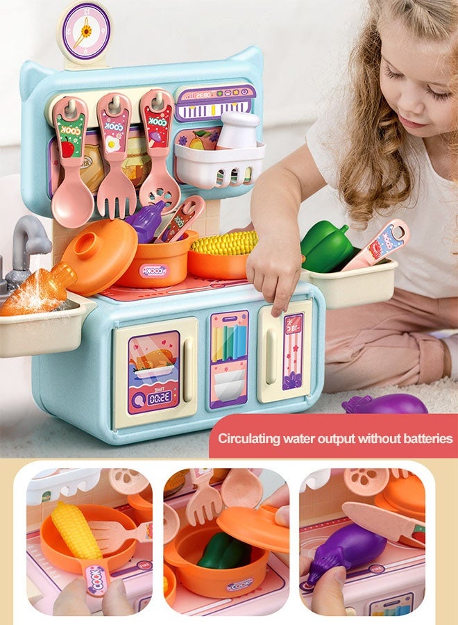 Kitchen Playset,Mini Tiny Kitchen to Play  for Toddlers 14pcs Plastic Pretend Kitchen playset for Cooking, , Kitchen Pretend Play Toy Set, Role Play Cookware Indoor DIY Toy Set, Imaginative Role Learning Toys, Toddler playset for Boys, Girls, Kids, Pink - Image 4