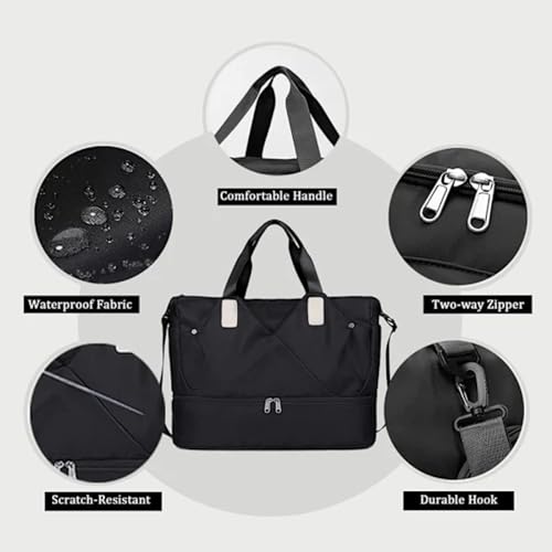 Handcuffs Duffle Bag for Men & Women | Waterproof Gym Bag with Shoe Compartment, Adjustable Shoulder Strap & Wet Pockets | Travel | Workout | Overnight & Weekend Duffel Bag | Trolley Sleeves (Black) - Image 2