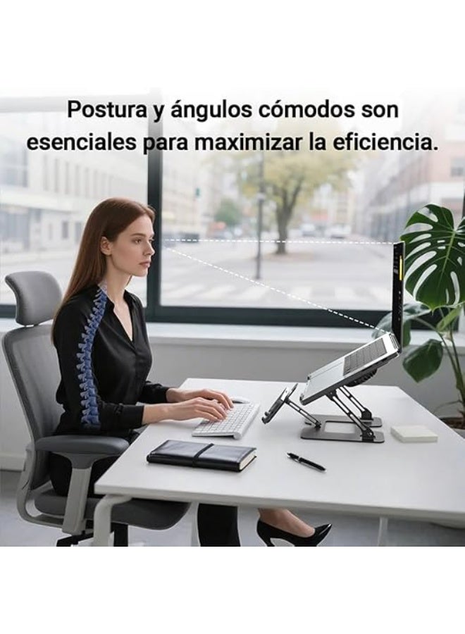 حامل لابتوب مع مروحتين تبريد – قابل للطي والضبط مع حامل هاتف – دوران 180 درجة للاستخدام اليوميحامل لابتوب مع مروحتين تبريد – قابل للطي والضبط مع حامل هاتف – دوران 180 درجة للاستخدام اليومي - Image 4