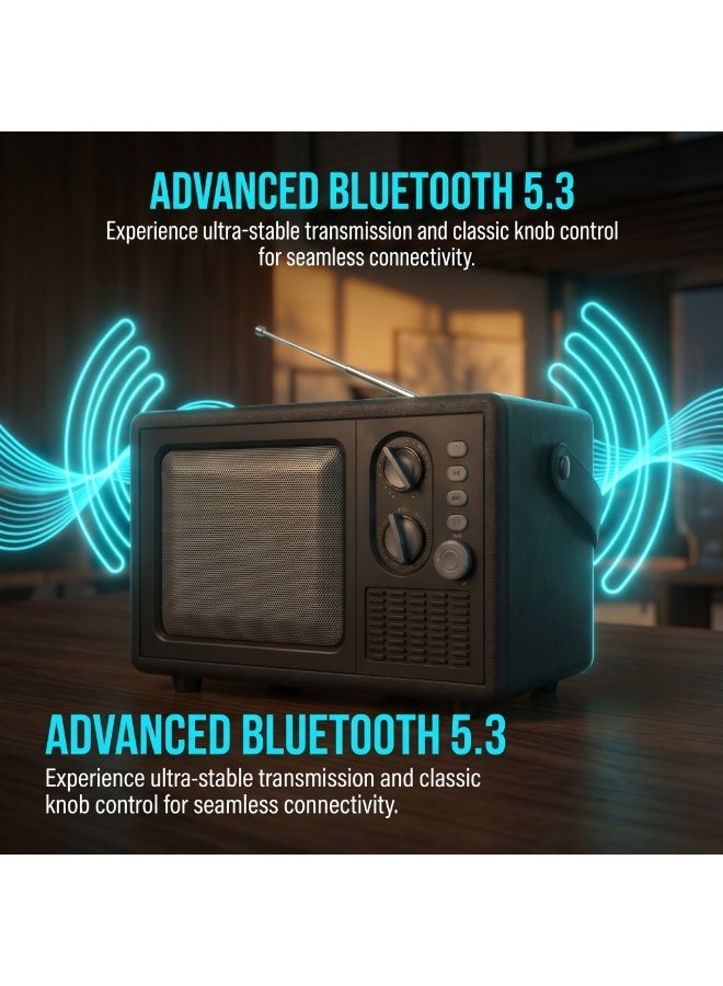 QiXi 8-Band FM Radio, Bluetooth Speaker, 110W Peak Dual Speakers with Big Volume, 2400mAh Long Battery Life, TWS Wireless Pairing, 1.7kg Retro Portable Model - Image 3