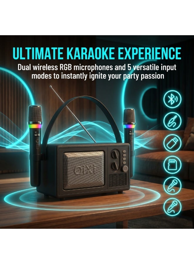 QiXi 8-Band FM Radio, Bluetooth Speaker, 110W Peak Dual Speakers with Big Volume, 2400mAh Long Battery Life, TWS Wireless Pairing, 1.7kg Retro Portable Model - Image 2