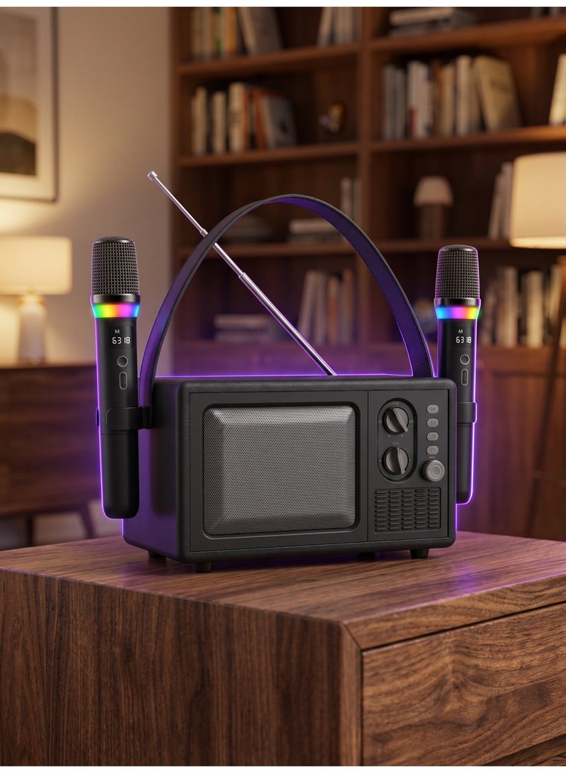 lanthour 8-Band FM Radio, Bluetooth Speaker, 110W Peak Dual Speakers with Big Volume, 2400mAh Long Battery Life, TWS Wireless Pairing, 1.7kg Retro Portable Model - Image 5
