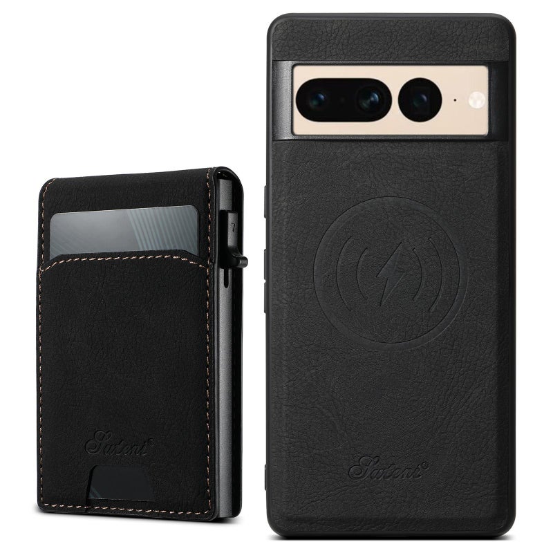 Suteni For Google Pixel 7 Pro H19 Litchi Grain 2-In-1 Removable Card Box Back Phone Case(Black) - Image 1