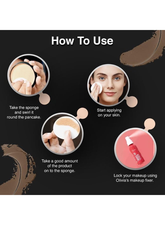 Olivia Pan Cake 100% Waterproof 25g | Full Coverage Makeup Base | Smudge-Proof & Sweat-Resistant | Long-Lasting Velvety Finish | Hides Blemishes | For All Skin Types | Fresh Peach - 23 - Image 3