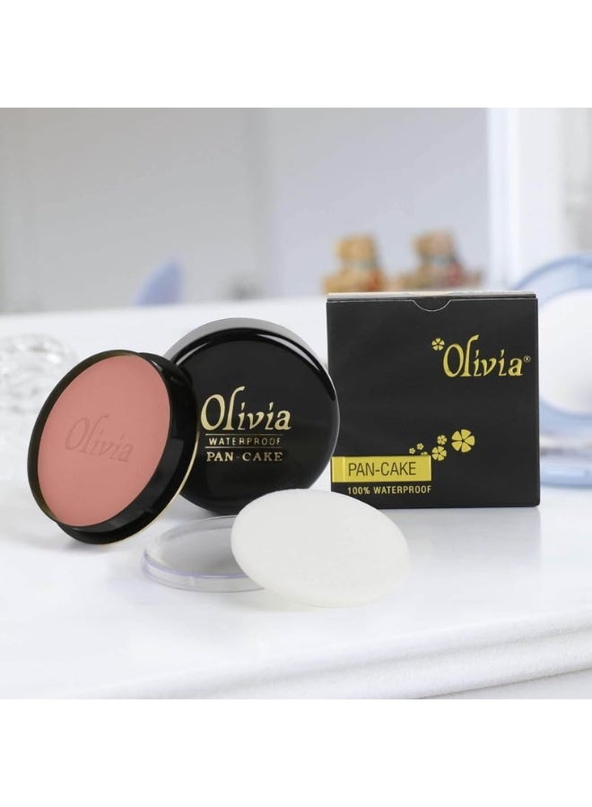 Olivia Pan Cake 100% Waterproof 25g | Full Coverage Makeup Base | Smudge-Proof & Sweat-Resistant | Long-Lasting Velvety Finish | Hides Blemishes | For All Skin Types | Fresh Peach - 23 - Image 2