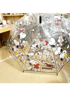 Korean Automatic Folding Clear Umbrella Cartoon Long Handle Colorful Snoopy Transparent Umbrella