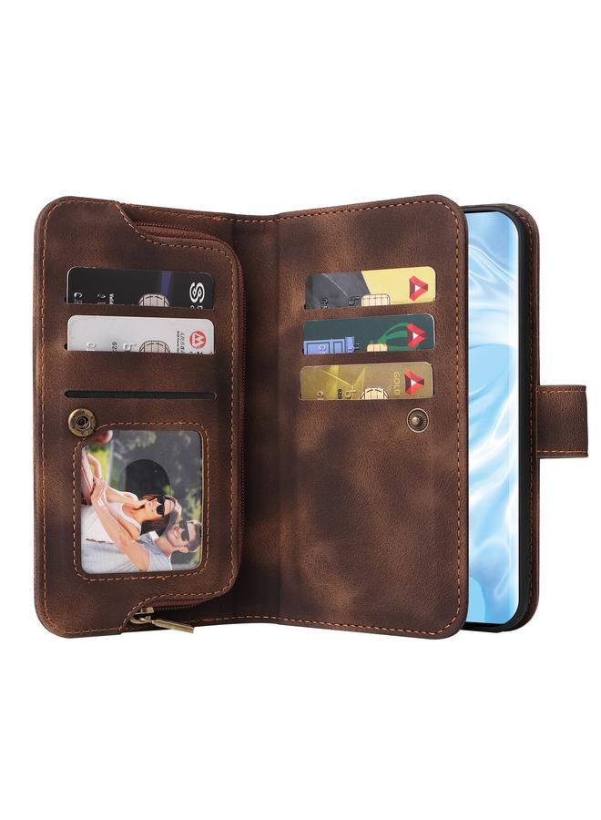 اس-توب جراب لهاتف Huawei P30 Pro متعدد الوظائف مزود بفتحة للبطاقات وسحاب ومحفظة جلدية لهاتف Huawei P30 Pro - Image 4