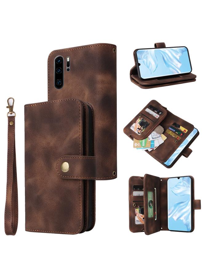 اس-توب جراب لهاتف Huawei P30 Pro متعدد الوظائف مزود بفتحة للبطاقات وسحاب ومحفظة جلدية لهاتف Huawei P30 Pro - Image 1