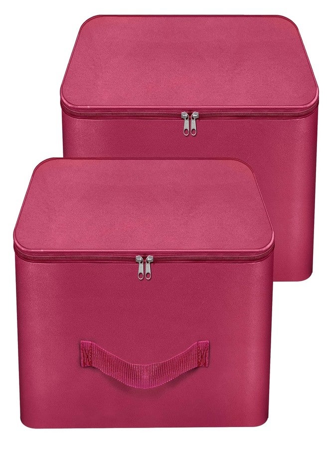 stylebites Nylon Wardrobe Organizer Bag | Moisture-Proof Clothes Storage Box with Zipper & Handle | Saree Cover for Wardrobe Organization | Square Foldable Clothes Organizer (Magenta, 2) - Image 1