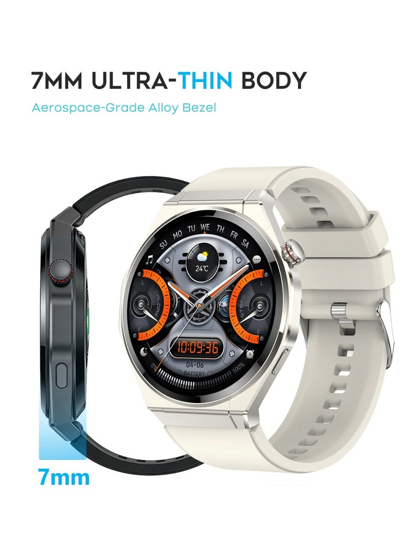 G-TAB GTR7 Smartwatch White AMOLED Bluetooth Smartwatch with Calling, Health Monitor, Ultra Thin 7.0mm Design, AI Voice Assistant, Full Touch Display, 30 Days Standby, Fitness Tracker for Android & iOS - Image 4