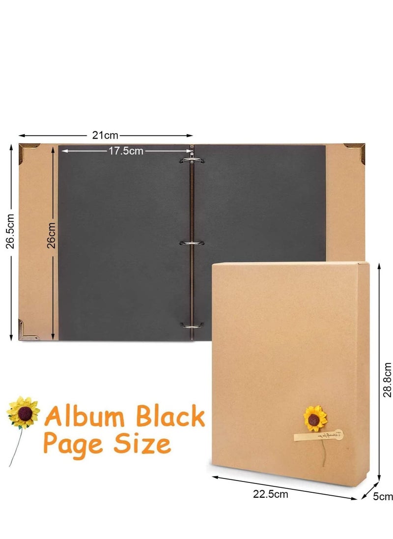 Generic - DIY Photo Album Scrapbook 60 Pages 3 Ring Binder 8.5 x 11 Inch Black Page Scrap Book with Scrapbooking Supplies for Kids Girls Teens Journal Graduation Gift - Image 1