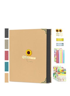 DIY Photo Album Scrapbook 60 Pages 3 Ring Binder 8.5 x 11 Inch Black Page Scrap Book with Scrapbooking Supplies for Kids Girls Teens Journal Graduation Gift