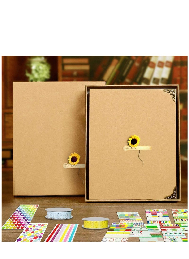 Generic - DIY Photo Album Scrapbook 60 Pages 3 Ring Binder 8.5 x 11 Inch Black Page Scrap Book with Scrapbooking Supplies for Kids Girls Teens Journal Graduation Gift - Image 1
